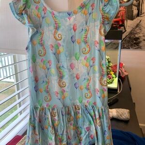 Colorful Seahorse and Balloon Kids Casual Dress